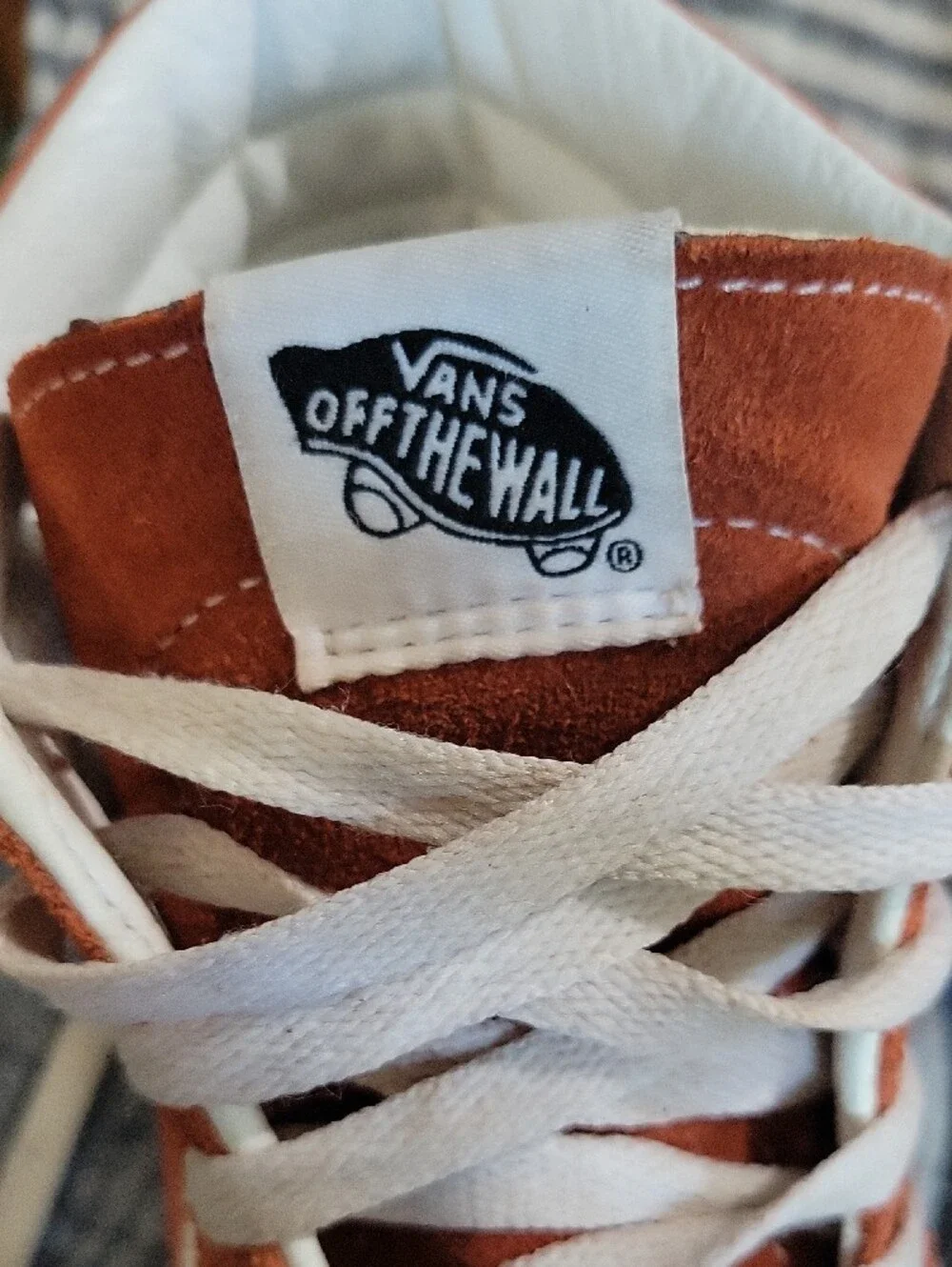 Vans Rust Orange & White Sk8-Hi Suede High-Top Sneakers Womens 8.5 Mens 7